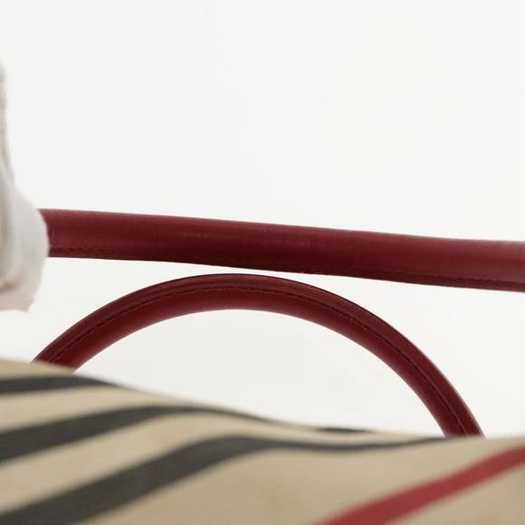 BURBERRY Nova Check Blue Label Hand Bag Beige Red Silver Auth ti2140 - Picture 8 of 16